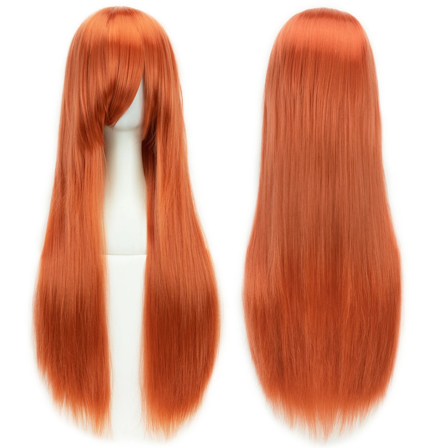 Soowee 80cm Synthetic Hair Wigs, White and Purple Cosplay Wigs, Black Straight Hair Wig for Party, Women's Wig.