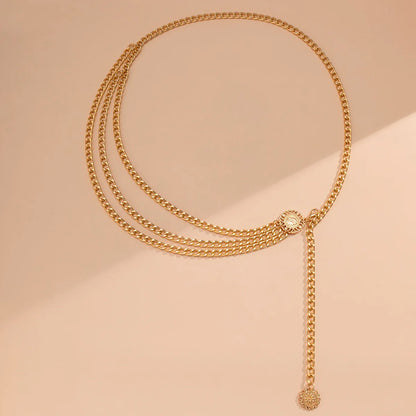 Estilo Punk Hip Hop, cadena de cintura que combina con todo, Luna, cinturón de Metal Vintage para mujer, cinturón de cadena de cintura alta Vintage para mujer.