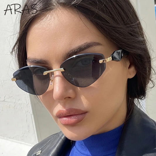 Gafas de Y2K Punk sin montura de ojo de gato, gafas 2026 de diseño de lujo irregulares sin marco, gafas de mujer, gafas de fiesta de moda