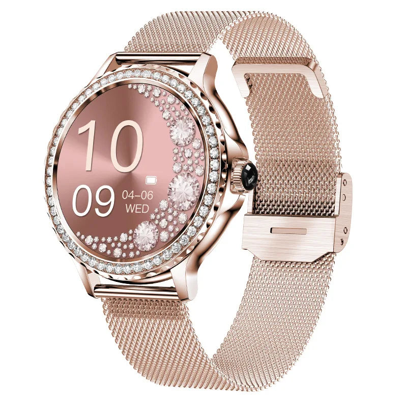 Reloj inteligente de moda para mujer NX19 llamada bluetooth pulsera deportiva inteligente IP68 reloj impermeable con diamantes