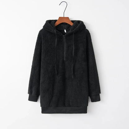 Women's Long Sleeve Hooded Sweatshirt, Monochromatic Coat, Fashion Trend