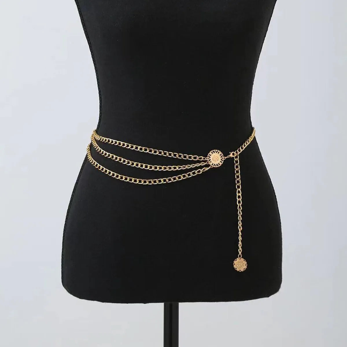 Estilo Punk Hip Hop, cadena de cintura que combina con todo, Luna, cinturón de Metal Vintage para mujer, cinturón de cadena de cintura alta Vintage para mujer.