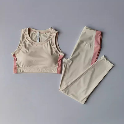 Women's 2-piece yoga workout set, high-waisted.