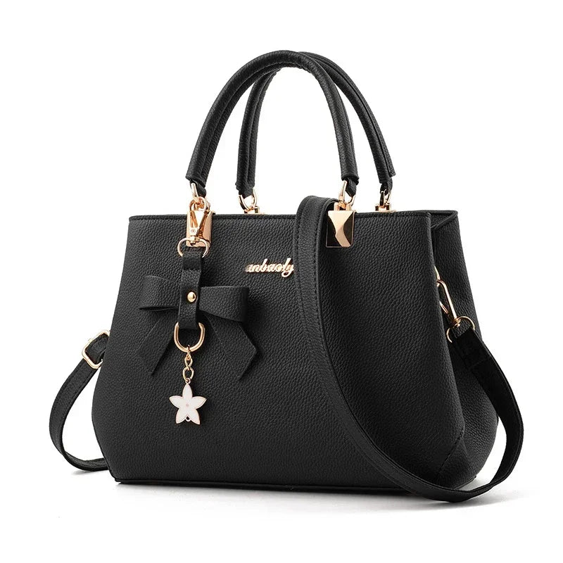 Bolsos de mensajero para mujer con colgante de flor, bolsos de moda para oficina para mujer, bolso puro para mujer, nuevos bolsos de hombro tipo bandolera