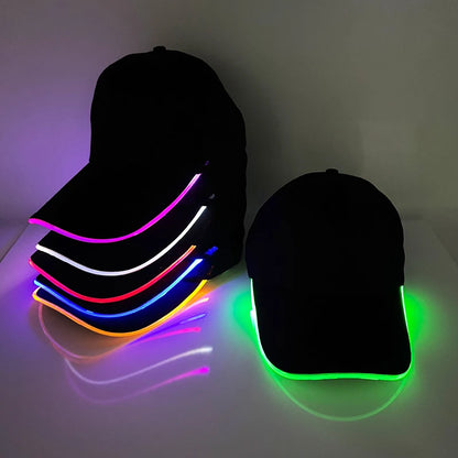 Sombrero fluorescente LED de fibra óptica, gorra de béisbol brillante de neón, suministros de fiesta de baile, sombrero de Rap de hip hop, accesorios de Club, disfraz