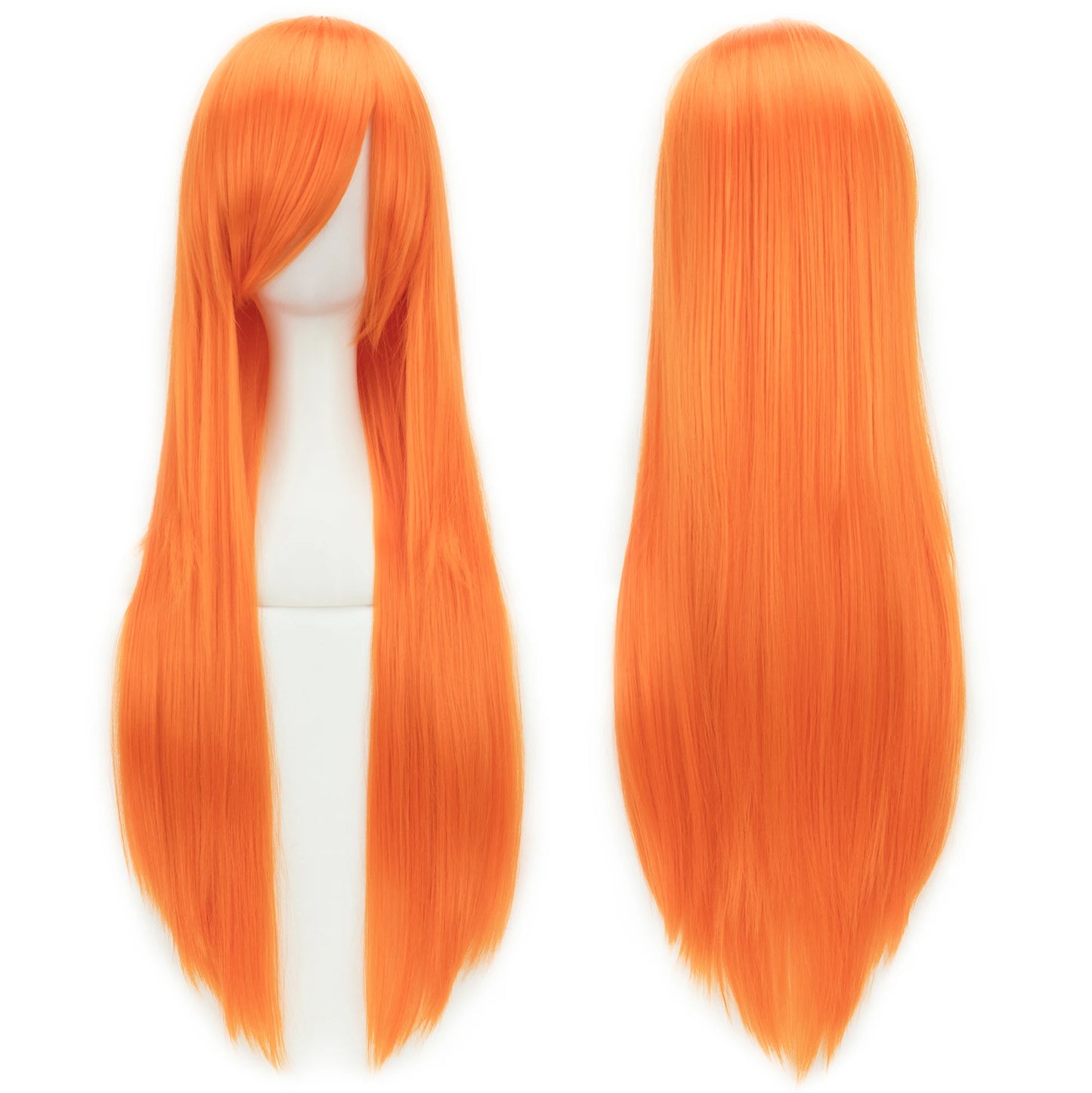Soowee 80cm Synthetic Hair Wigs, White and Purple Cosplay Wigs, Black Straight Hair Wig for Party, Women's Wig.