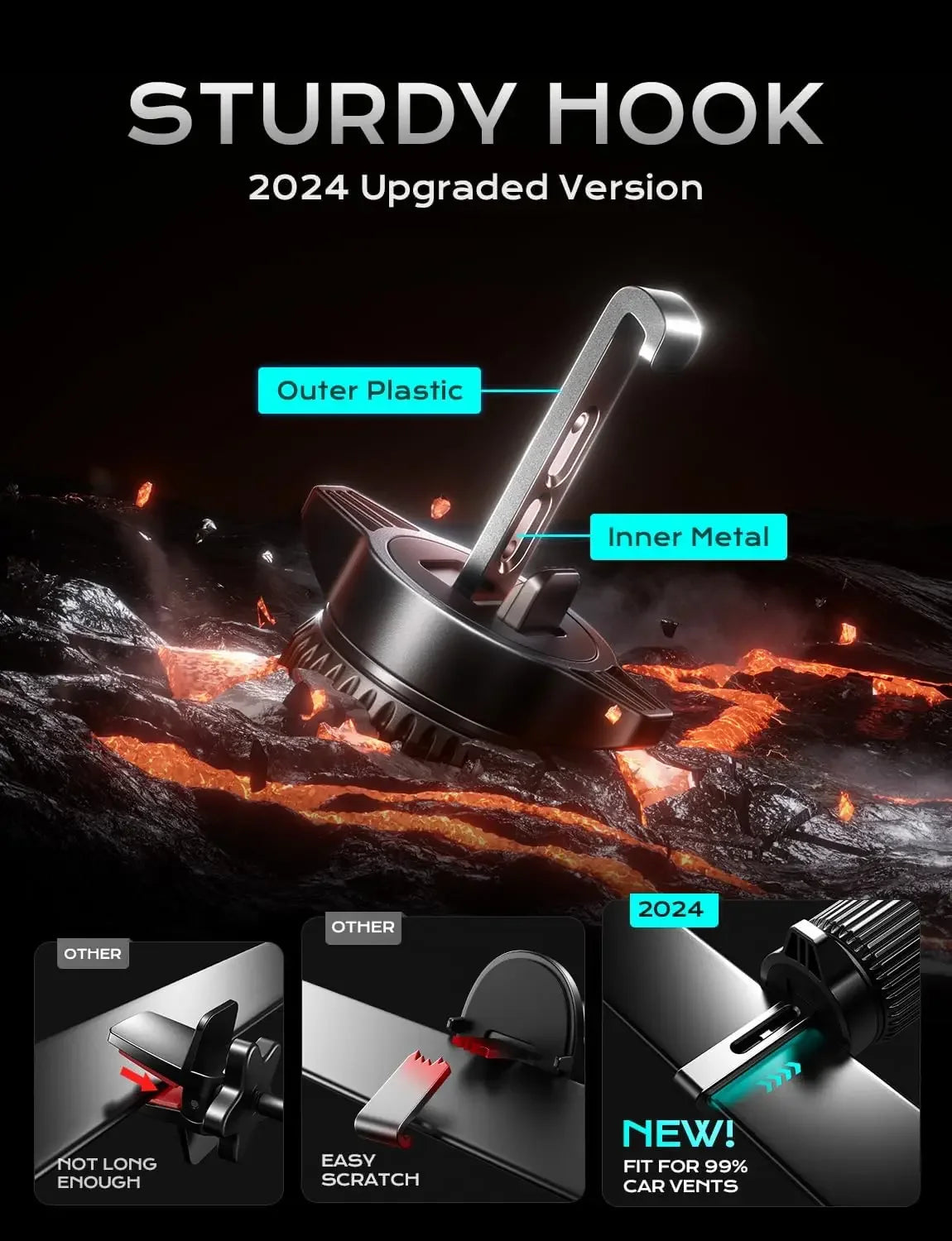 UYUXIO Automatic Clamping Wireless Car Charger Adapter, Super Fast Charging Air Vent Car Phone Mount for iPhone 16 15 Pro Max Samsung