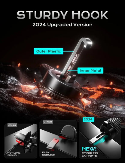 UYUXIO Automatic Clamping Wireless Car Charger Adapter, Super Fast Charging Air Vent Car Phone Mount for iPhone 16 15 Pro Max Samsung