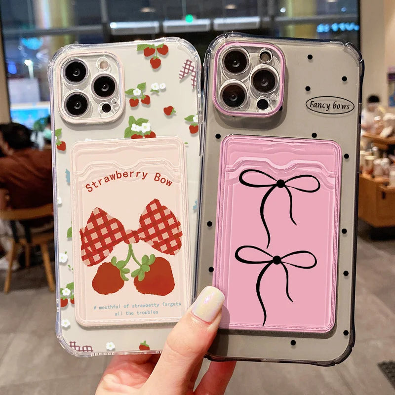 Funda de teléfono con soporte para tarjetas suaves para iPhone 13, 11, 16e, 15, 12, 14, 17, 16 Pro Max, 7 Plus, XR SE, funda transparente con flores estéticas