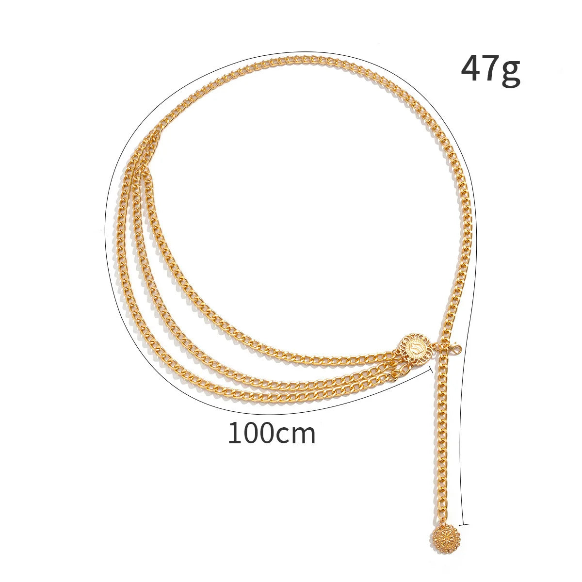Estilo Punk Hip Hop, cadena de cintura que combina con todo, Luna, cinturón de Metal Vintage para mujer, cinturón de cadena de cintura alta Vintage para mujer.