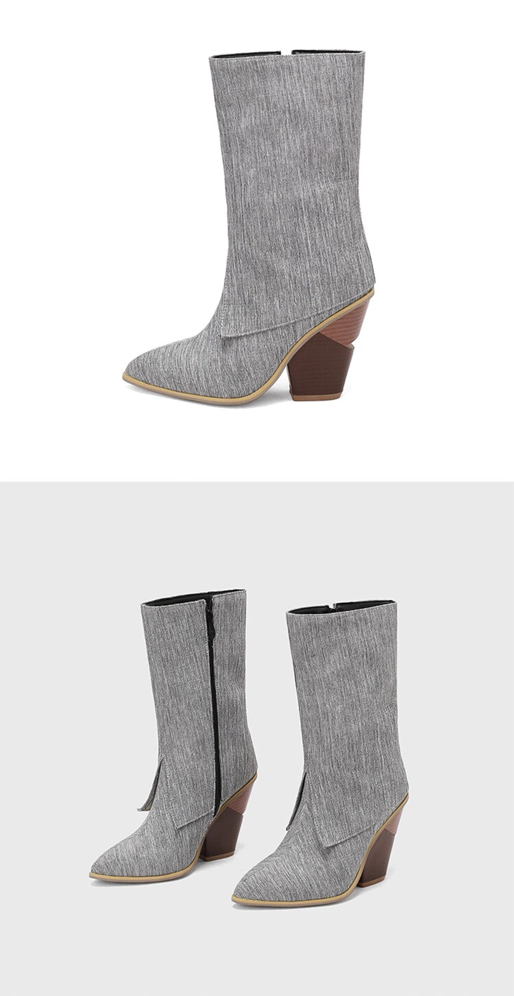 Botas De Mujer Botas De diseñador Mujer moda Sexy tacones altos puntiagudos cremallera lateral Botas cortas zapatos De plataforma talla grande 48 4005