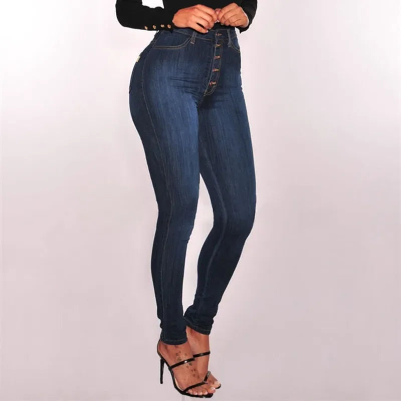 Women's Jeans, High Waist Push Up Jeans, Stretchy, Mom Fit, Washed Skinny Jeans for Women