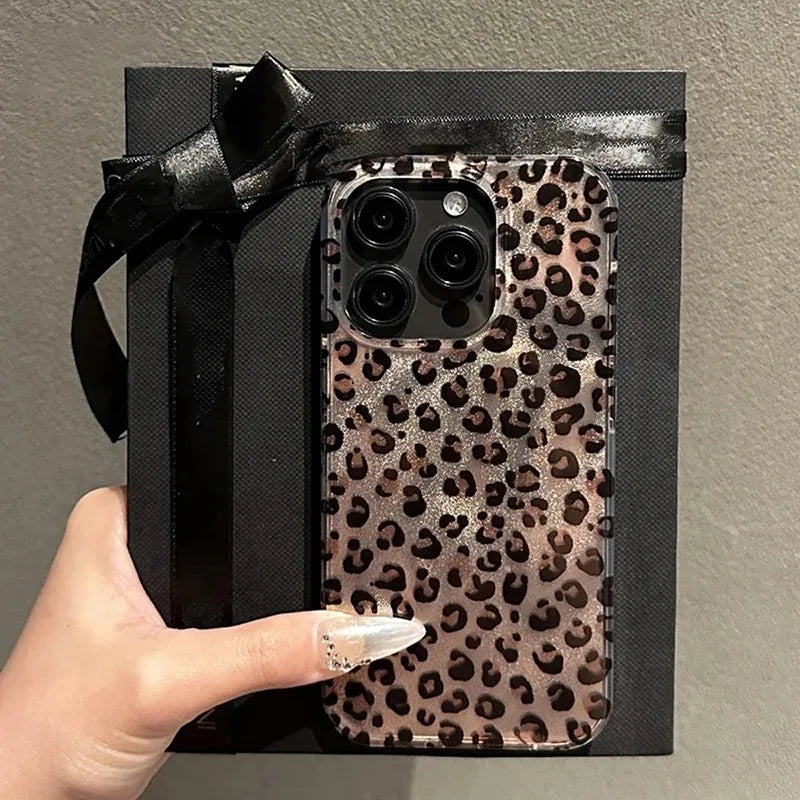 Funda de teléfono transparente con estampado de leopardo para iPhone 16 15 14 13 12 11 Pro Max 16E XS XR X 7 8 Plus SE, funda suave de silicona a prueba de golpes