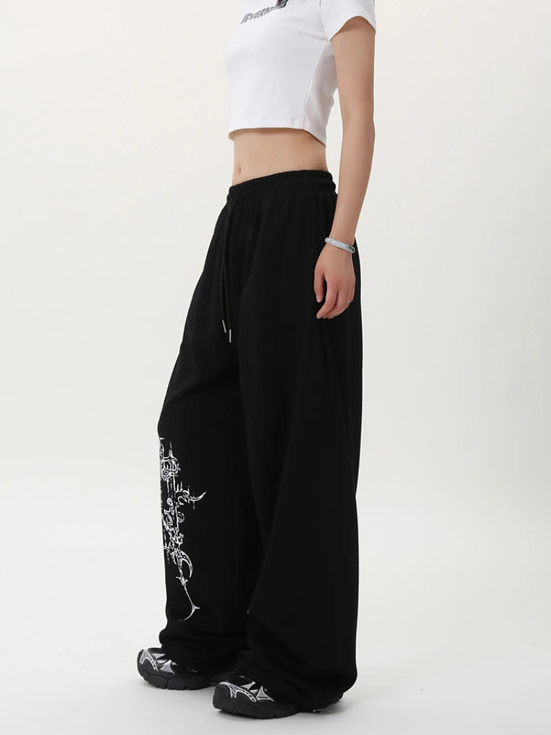 Street Dance Trendy Brand Jazz Dance Pants, American Retro Street Loose Sweatpants for Women, Hip Hop Dance Sweatpants