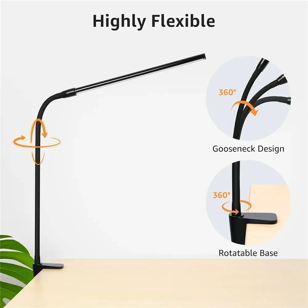 Lámpara de escritorio con Clip Led de un solo cabezal, lámparas de mesa de ordenador regulables, Monitor, luz de arquitecto, lámpara de mesa para luces de lectura de oficina