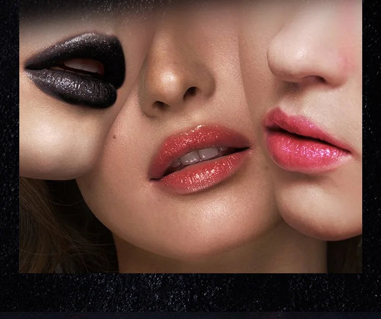 Lápiz labial con purpurina de 7 colores, resistente al agua, de larga duración, diamante nacarado, metálico, brillo de labios negro, maquillaje de labios para mujer, cosmético