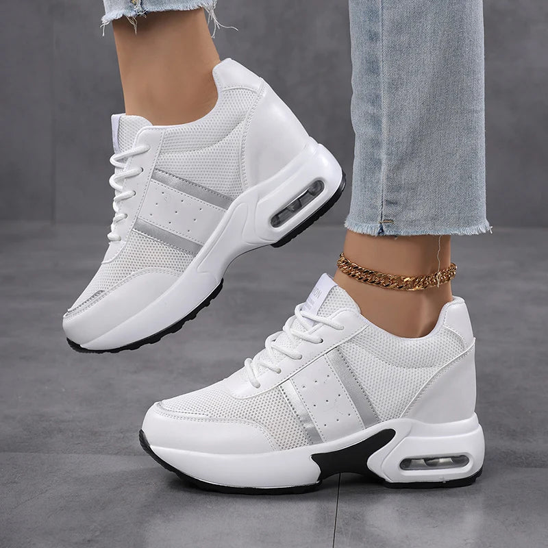 Fashion Platform Women's Shoes, Invisible Height Increasing Casual Shoes, Breathable Air Cushion Walking Travel Shoes