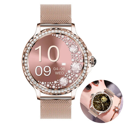 Reloj inteligente de moda para mujer NX19 llamada bluetooth pulsera deportiva inteligente IP68 reloj impermeable con diamantes