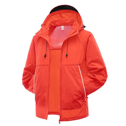 EUMERGX Waterproof Jacket for Men and Women, Windbreaker with Sun Protection for Fishing, Climbing, Hiking, Lightweight Rain Coat, Unisex, for Summer