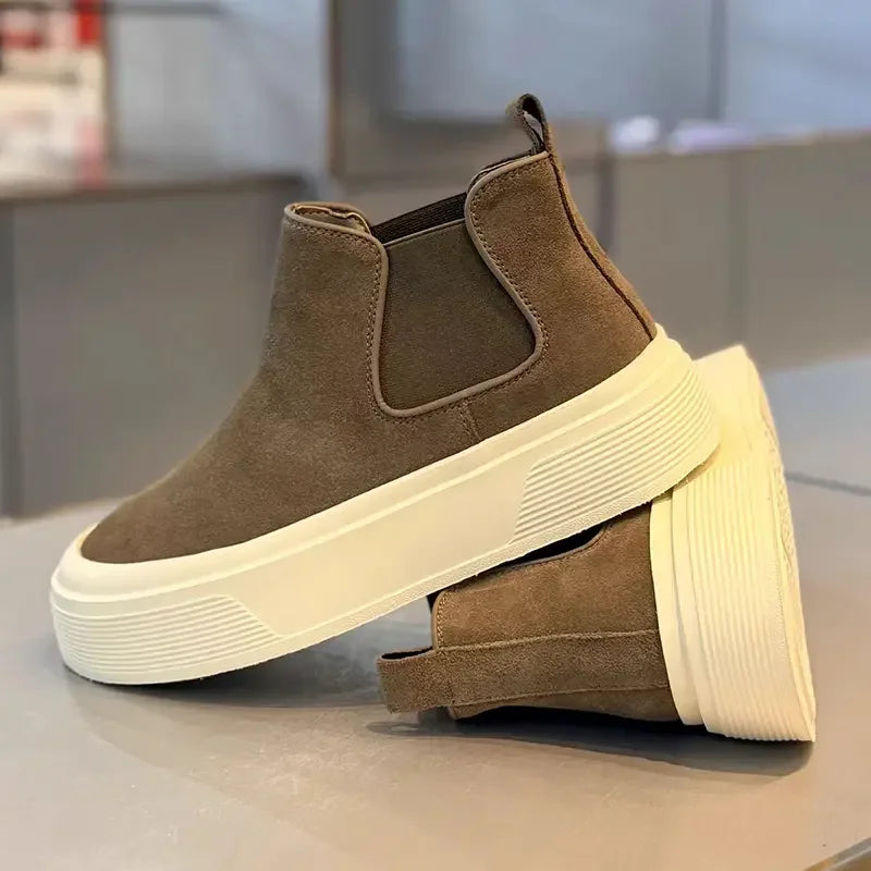 Botas de Hombre, Moda, Plataforma, Caña Alta, Casuales, Invierno 2026, Antideslizantes, Cálidas, Forro de Felpa, Algodón, Botas Chelsea para Exteriores