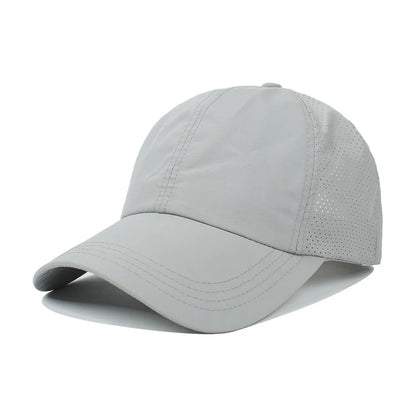 Gorra de béisbol de Color liso para mujer, sombrero de cola de caballo cruzada, malla de secado rápido, visera, Verano
