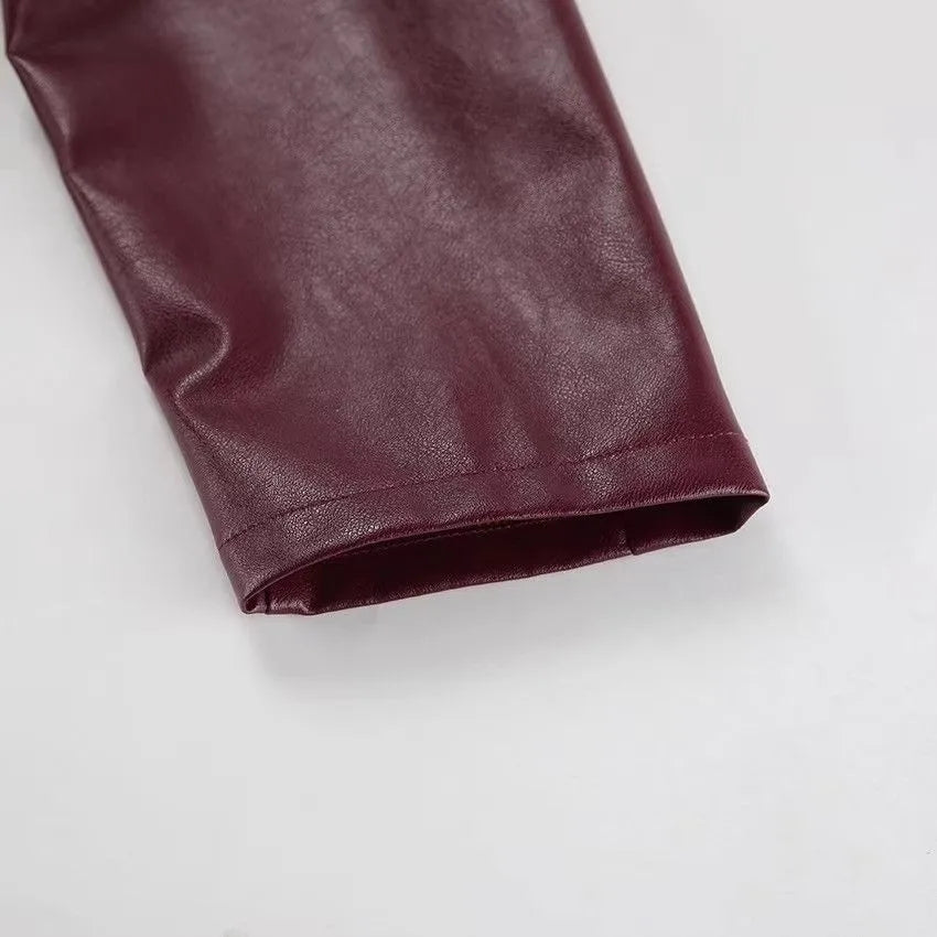 Otoño Invierno chaqueta de cuero Retro 2026 nueva chaqueta de cuero Pu para mujer solapa corta motocicleta abrigo suelto mujer abrigo de cuero de motorista