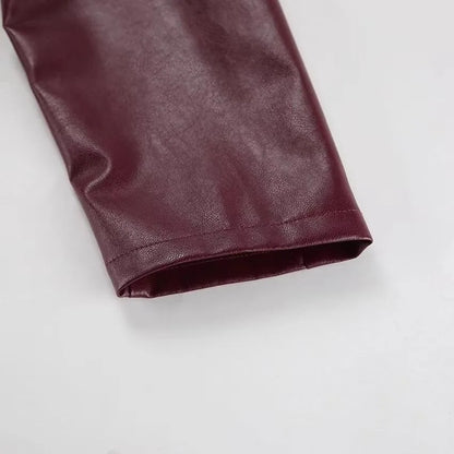 Otoño Invierno chaqueta de cuero Retro 2026 nueva chaqueta de cuero Pu para mujer solapa corta motocicleta abrigo suelto mujer abrigo de cuero de motorista
