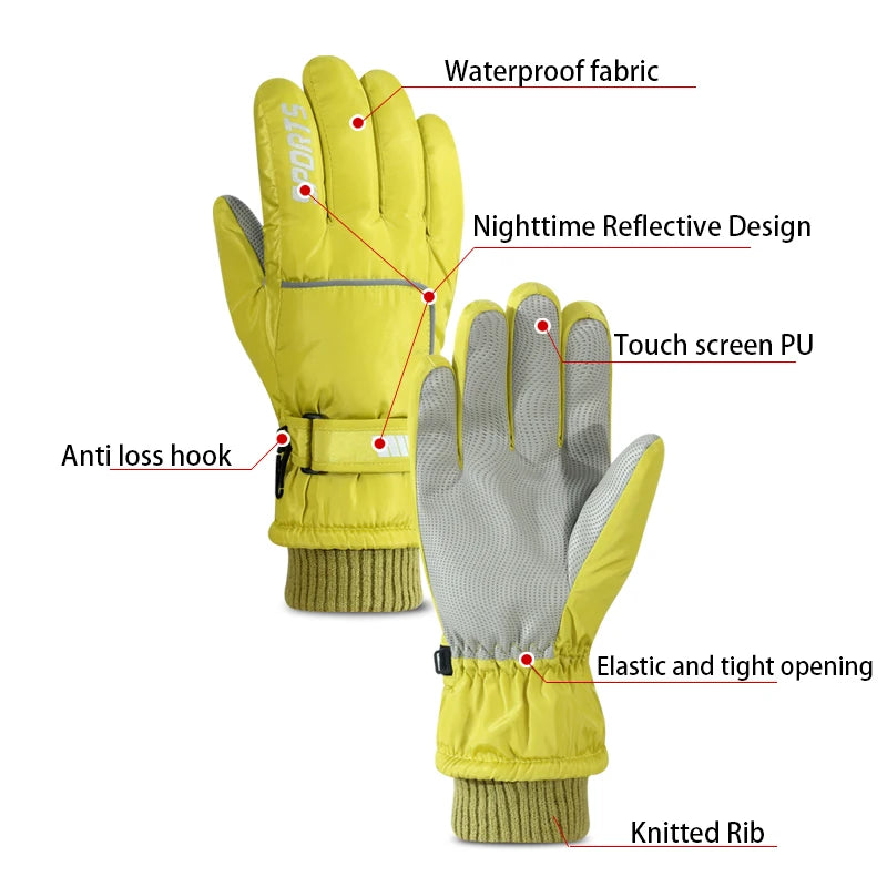 Guantes de esquí cálidos de invierno profesionales para hombres y mujeres, guantes cálidos para la nieve, guantes impermeables para motocicleta, pantalla táctil Smile 506.