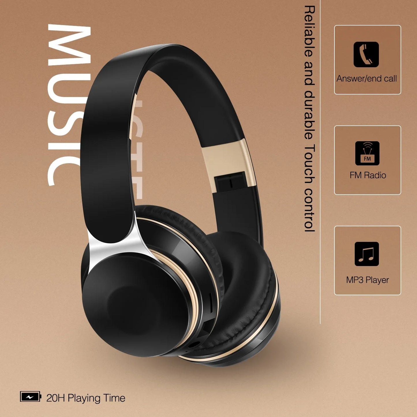 Auriculares Inalámbricos Bluetooth 2026, Auriculares Estéreo con Diadema, Soporte para Tarjeta SD y Micrófono para iPhone, Samsung y Tabletas
