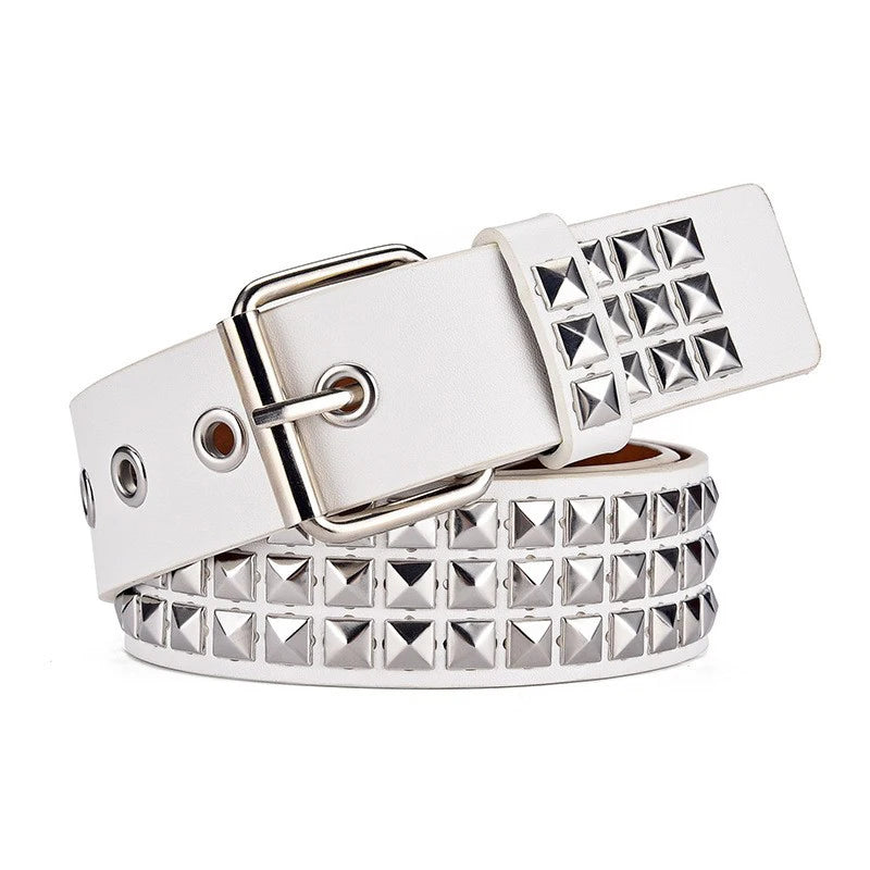 Nuevo cinturón con remaches de cuentas cuadradas a la moda, cinturón piramidal de Metal para hombres y mujeres, Hardware Punk, cinturón vaquero Y2K, cinturón de diseñador, cinturón para mujer