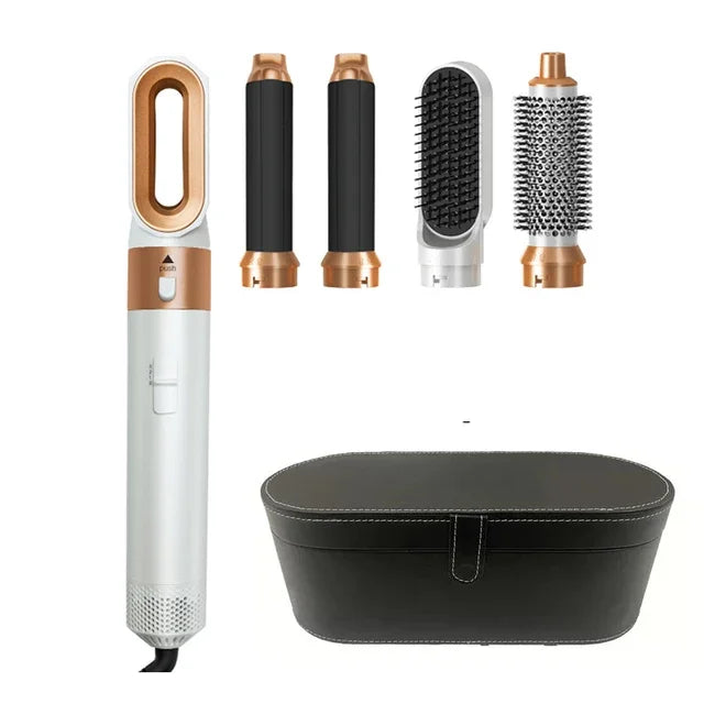 Secador de pelo 5 en 1, peine eléctrico para el cabello, cepillo rizador recto de iones negativos, secador de pelo, peine de aire, Kit de cepillo extraíble, herramienta.