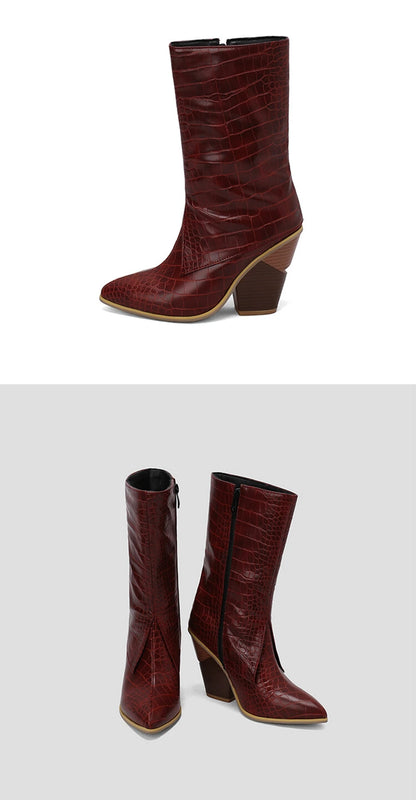 Botas De Mujer Botas De diseñador Mujer moda Sexy tacones altos puntiagudos cremallera lateral Botas cortas zapatos De plataforma talla grande 48 4005