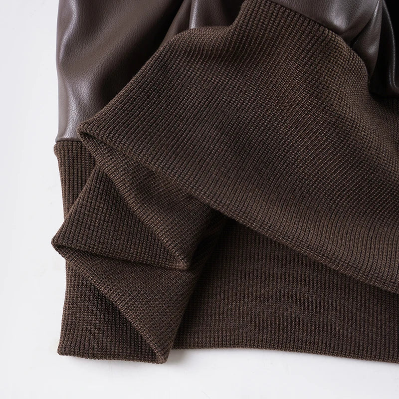 Chaqueta de cuero Pu estilo Safari con bolsillos ajustados, abrigos de manga larga con cremallera y cuello alto para mujer, ropa de calle Y2K para Otoño e Invierno 2025