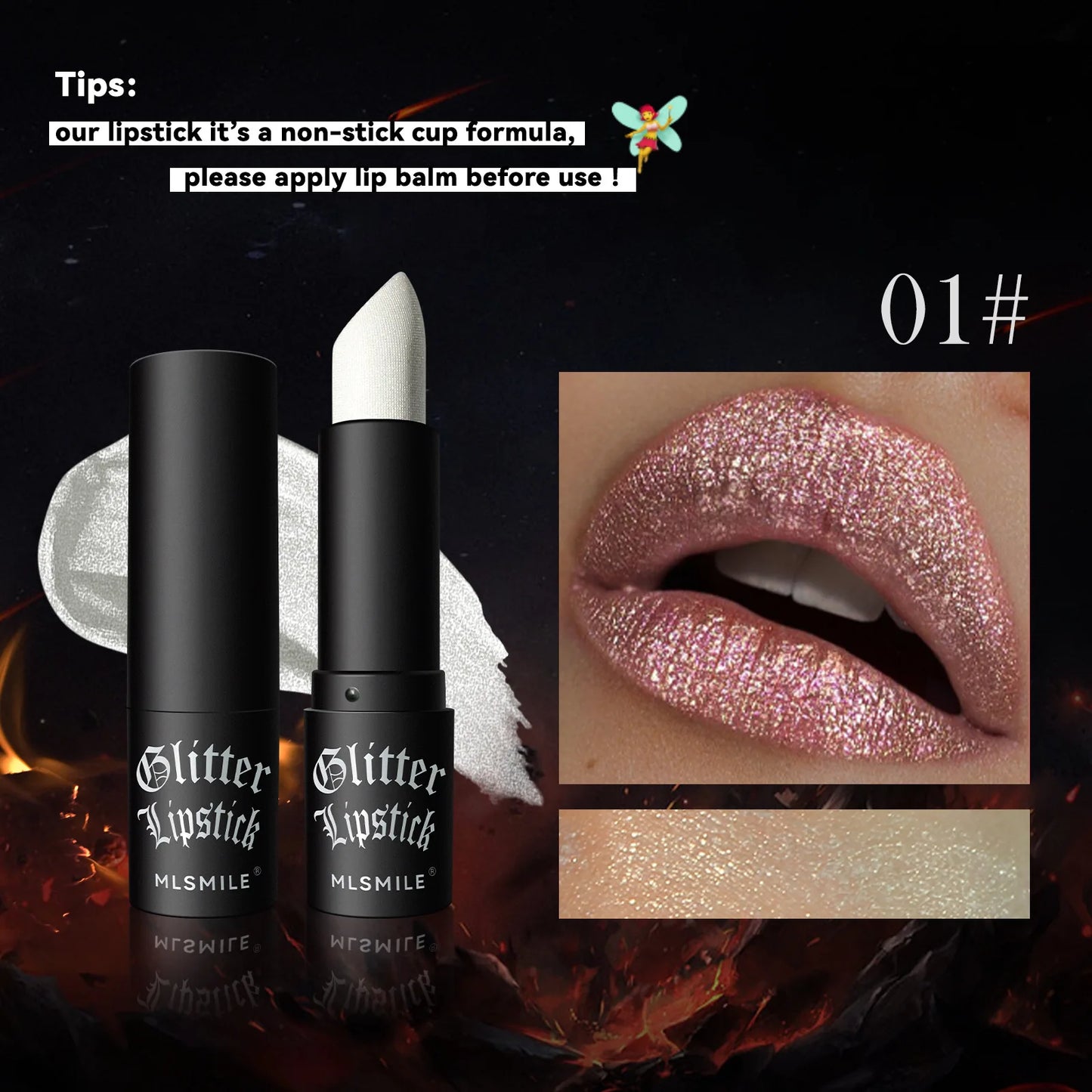 Lápiz labial con purpurina de 7 colores, resistente al agua, de larga duración, diamante nacarado, metálico, brillo de labios negro, maquillaje de labios para mujer, cosmético