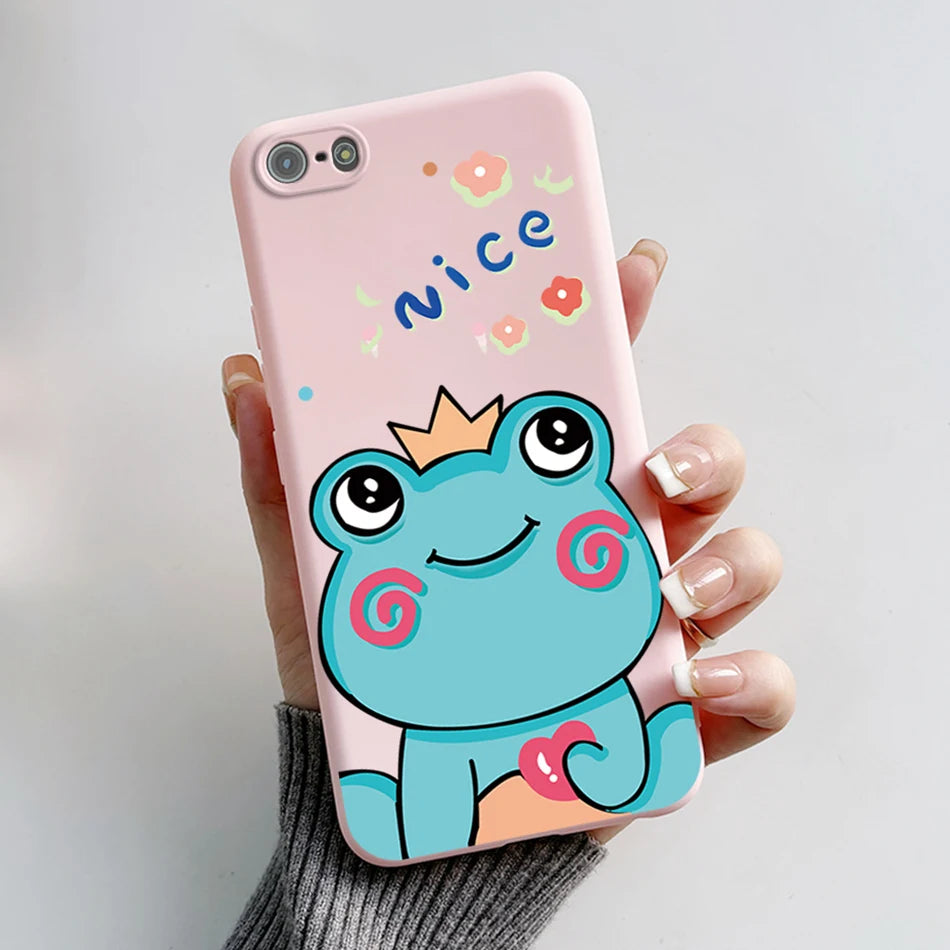 For iPhone 5 5S Case Cute Bear Cartoon Frog Painted Soft Cover For iPhone SE 2016 2020 2022 SE2 Silicone Phone Case Coque Funda