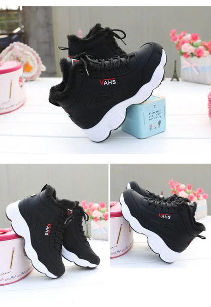 New Women's Thick-Soled Winter Sneakers, Warm Velvet Cotton Shoes, Height-Increasing Non-Slip Platform Shoes, Women's Snow Boots