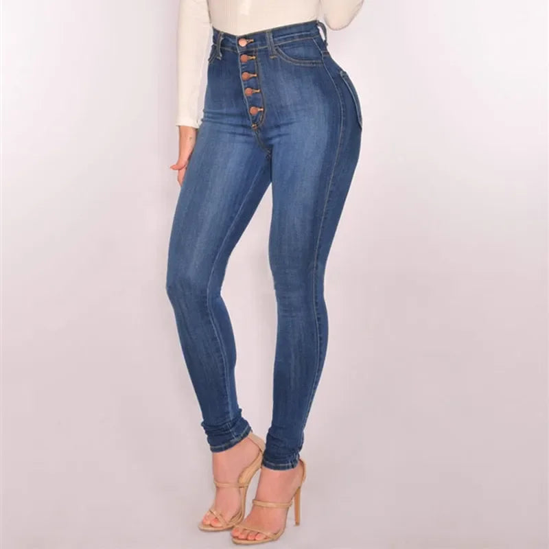 Women's Jeans, High Waist Push Up Jeans, Stretchy, Mom Fit, Washed Skinny Jeans for Women