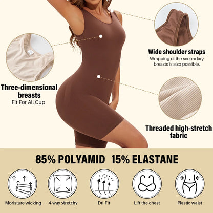 POKARLA Sexy Full Coverage Bodysuits, Thigh Shaper, Wide Shoulder Strap Shapewear Bodysuit, Seamless Girdle, Slimming.