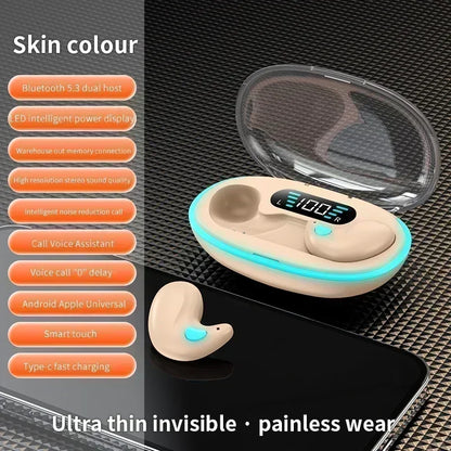X55 Sleep Headphones, Mini Wireless Earbuds for Work, TWS Bluetooth Stereo Hidden Headphones with Mic, HD Call, Waterproof