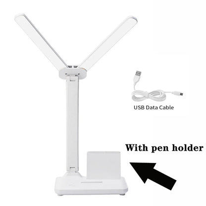 LED Desk Lamp, Dimmable Touch Folding Table Lamp with USB, Calendar, Temperature Clock, Night Light for Study, Reading Lamp