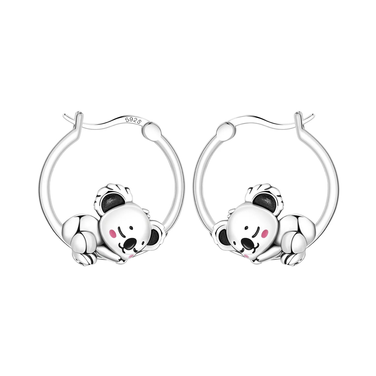 Pendientes de aro de bambú para mujer, de Plata de Ley 925 originales, con bonito Panda, joyería fina, regalos de fiesta de cumpleaños
