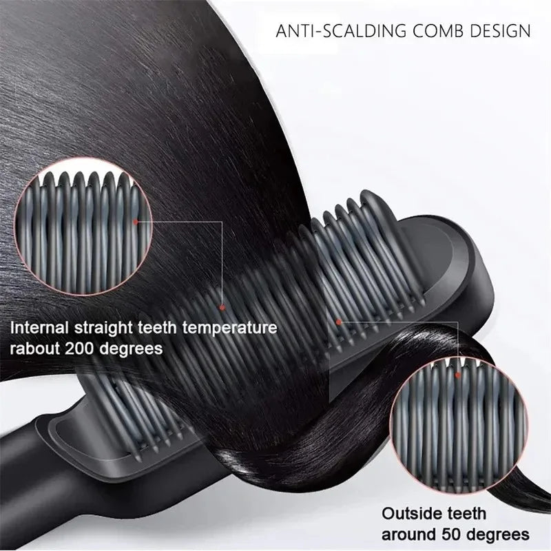 Plancha de pelo multifuncional para el cuidado Personal, alisador de pelo profesional de calentamiento rápido, peine caliente eléctrico