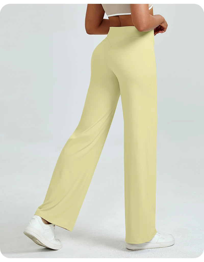 Women's High Waisted Straight Leg Yoga Pants, Naked Feeling, Butt Lift, Loose Fit, Workout Pants, Slimming Gym Pants