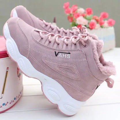 New Women's Thick-Soled Winter Sneakers, Warm Velvet Cotton Shoes, Height-Increasing Non-Slip Platform Shoes, Women's Snow Boots