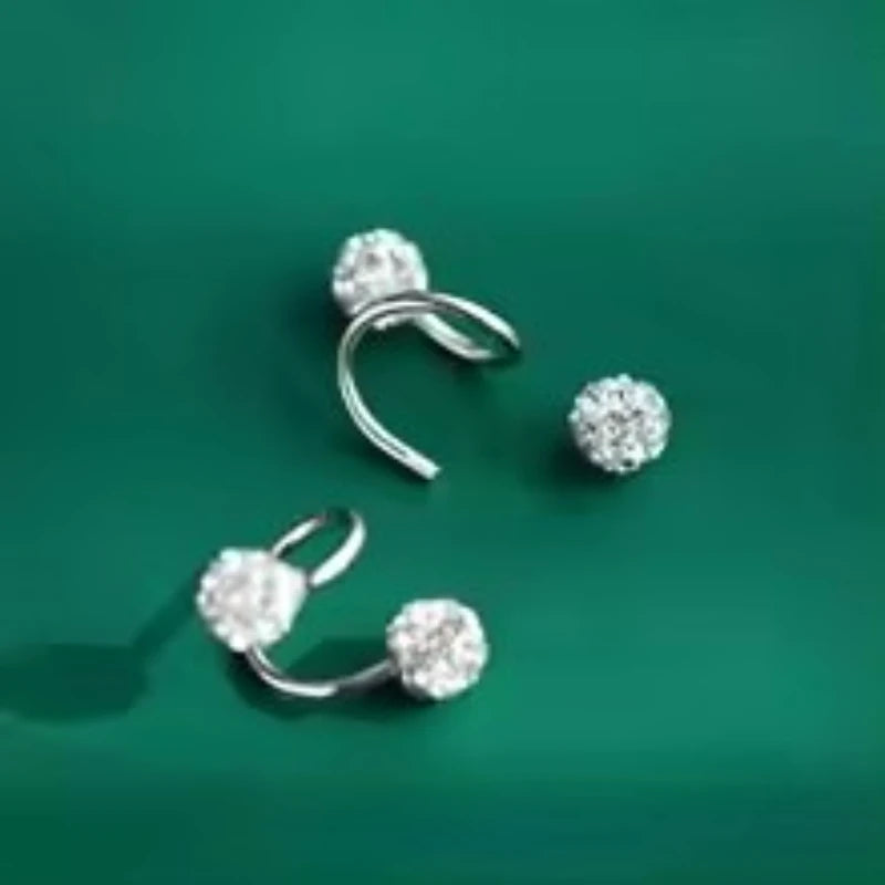 Pendientes esféricos de moda y lujosos para mujer, con aretes en forma de S estilo tornillo, adecuados para uso diario de mujeres