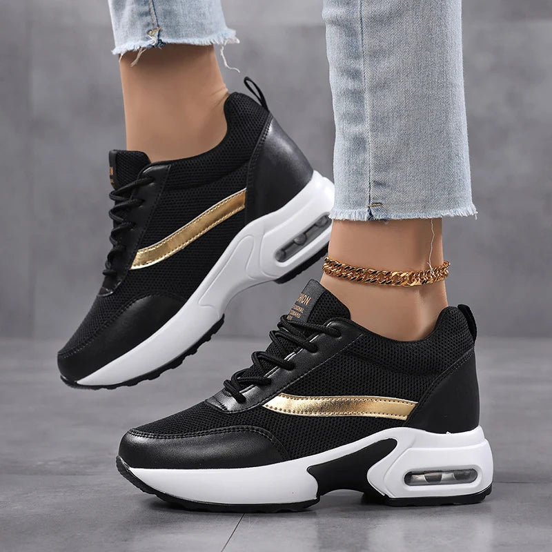 Fashion Platform Women's Shoes, Invisible Height Increasing Casual Shoes, Breathable Air Cushion Walking Travel Shoes