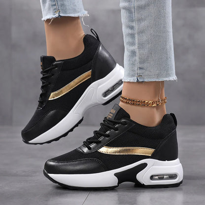 Fashion Platform Women's Shoes, Invisible Height Increasing Casual Shoes, Breathable Air Cushion Walking Travel Shoes