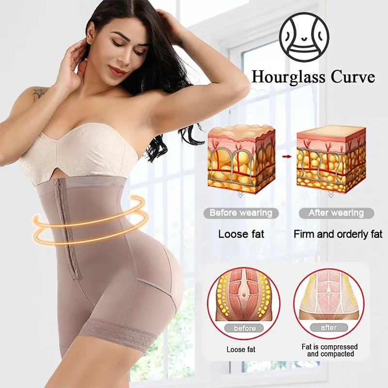 Colombian butt lifter girdles, high-waist shapewear, tummy control panties, waist trainer, body shaper, slimming wrap, flat belly
