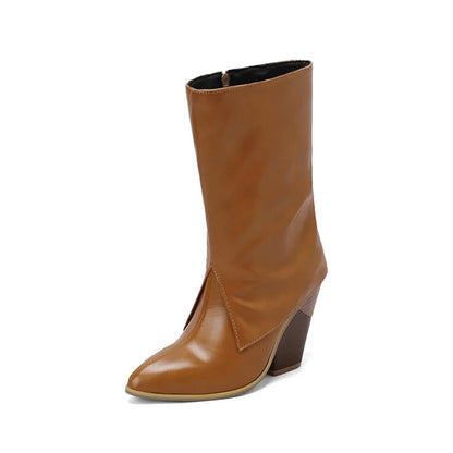 Botas De Mujer Botas De diseñador Mujer moda Sexy tacones altos puntiagudos cremallera lateral Botas cortas zapatos De plataforma talla grande 48 4005