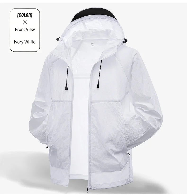 EUMERGX Waterproof Jacket for Men and Women, Windbreaker with Sun Protection for Fishing, Climbing, Hiking, Lightweight Rain Coat, Unisex, for Summer